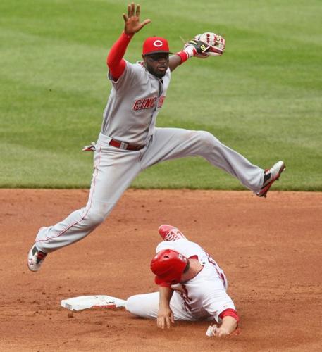 St. Louis Cardinals catcher Yadier Molina(4) batting in the 4th inning and  doubles down the left field line. The St. Louis Cardinals defeated the  Houston Astros 4 - 2 at Minute Maid