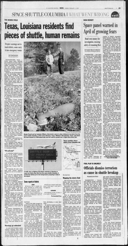 February 2 2003 Space Shuttle Columbia Crashes Stltoday Com