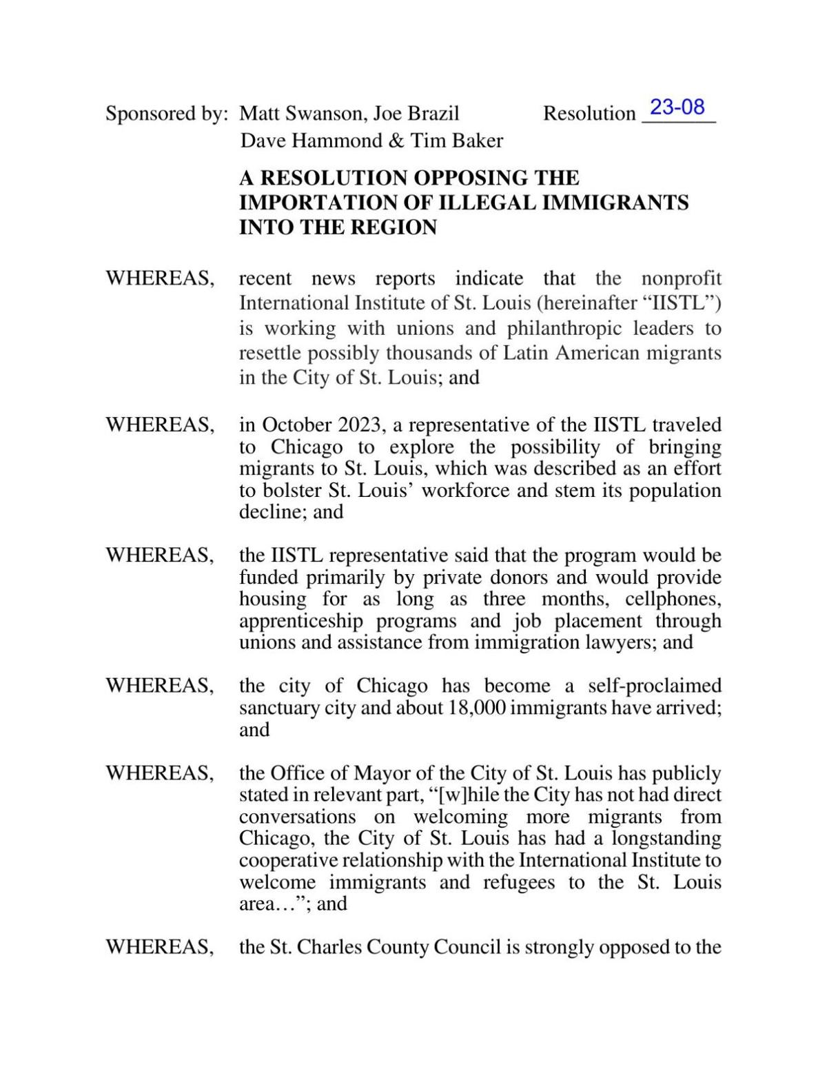 Read the proposed St. Charles County resolution opposing 'illegal