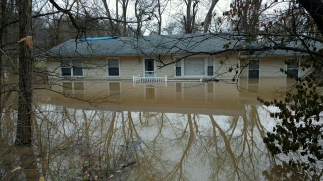 Hayes house during flood