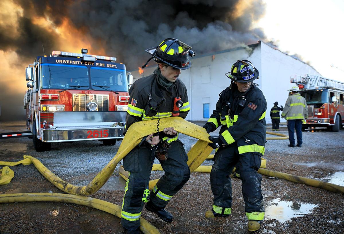 Five alarm warehouse fire in St. Louis
