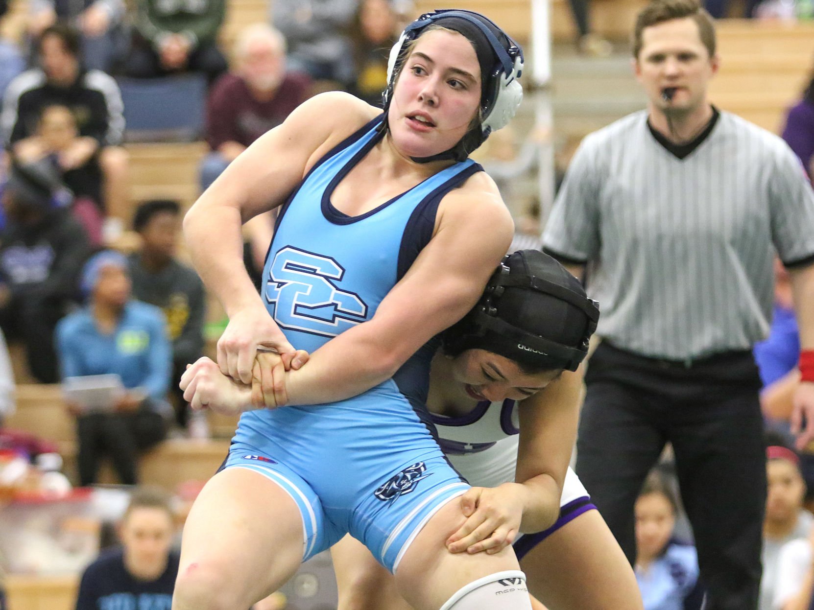 girl in wrestling singlet