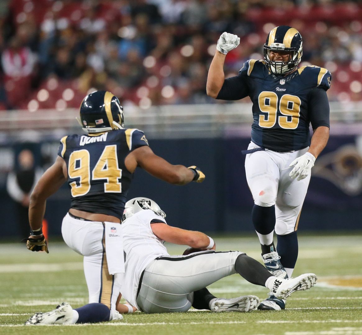 St. Louis Rams defensive end Robert Quinn (94) celebrates a