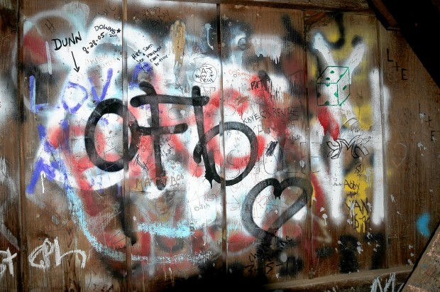 Covered bridge getting rid of graffiti