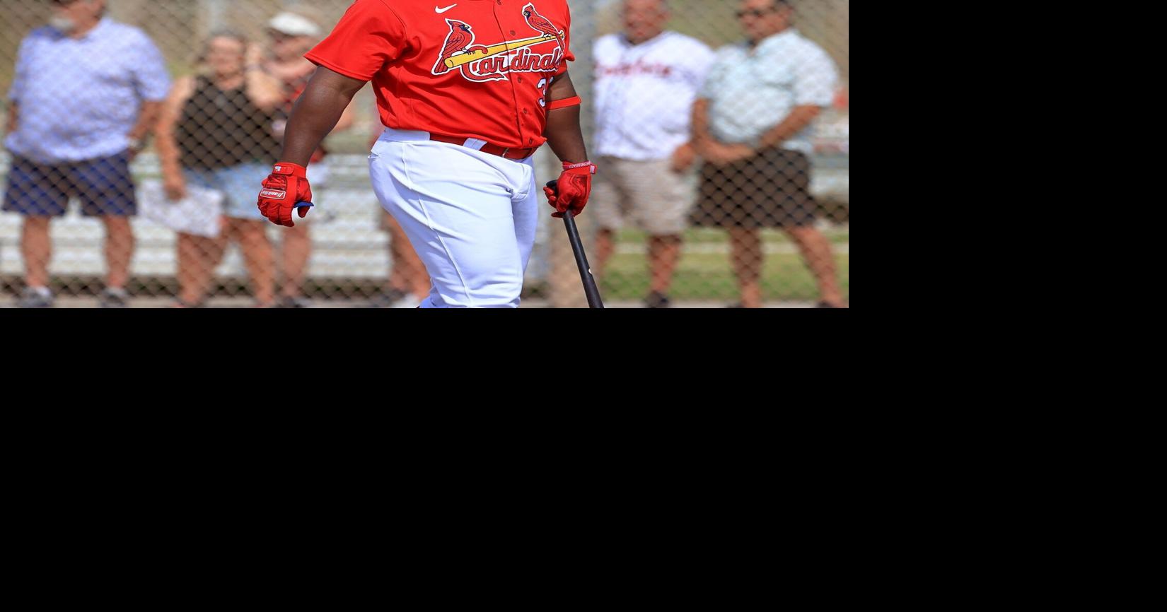 This is a 2022 photo of Jordan Walker of the St. Louis Cardinals baseball  team. This image reflects the St. Louis Cardinals active roster Saturday,  March 19, 2022, in Jupiter Fla., when