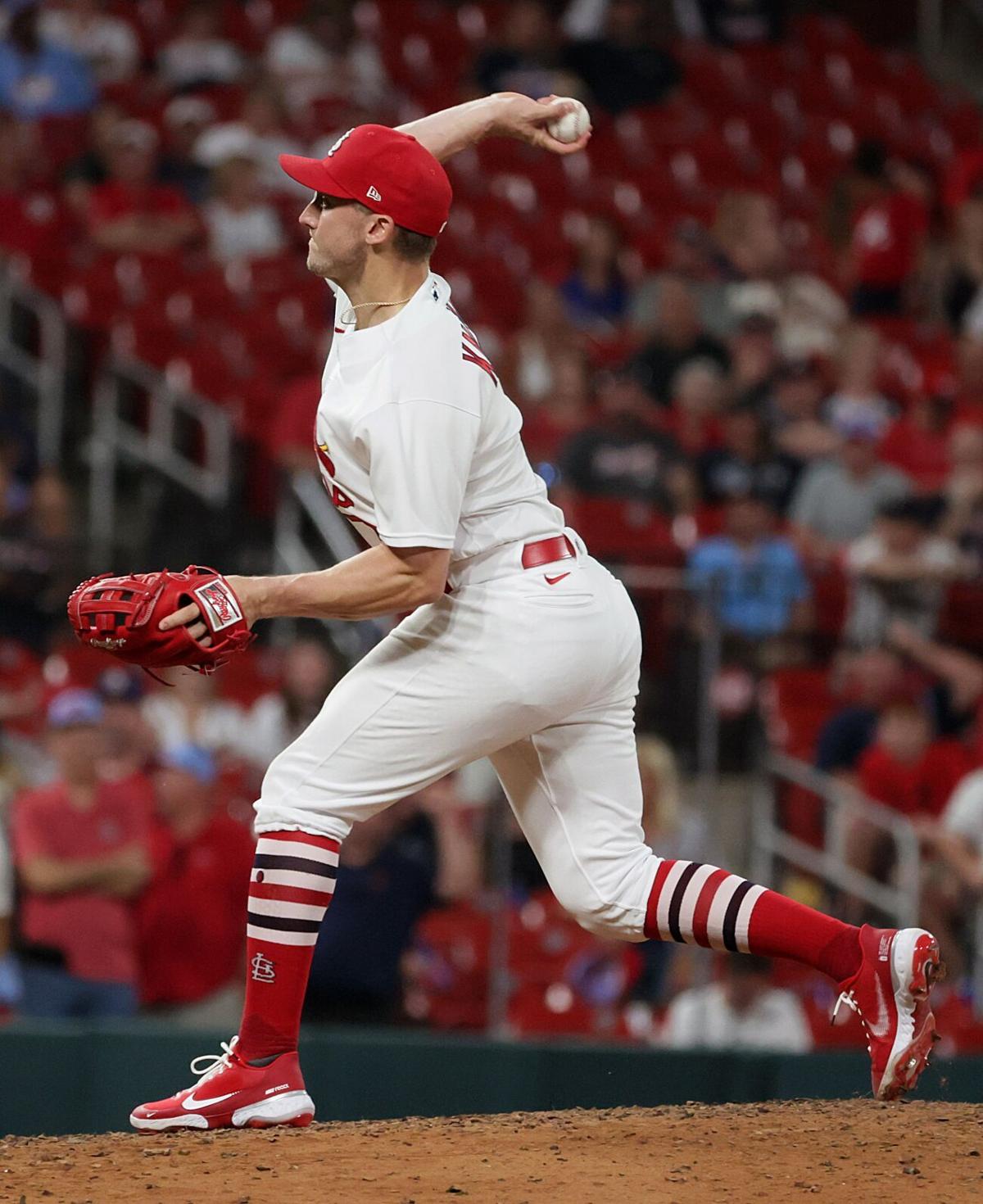 This is a 2022 photo of Génesis Cabrera of the St. Louis Cardinals baseball  team. This image reflects the St. Louis Cardinals active roster Saturday,  March 19, 2022, in Jupiter Fla., when