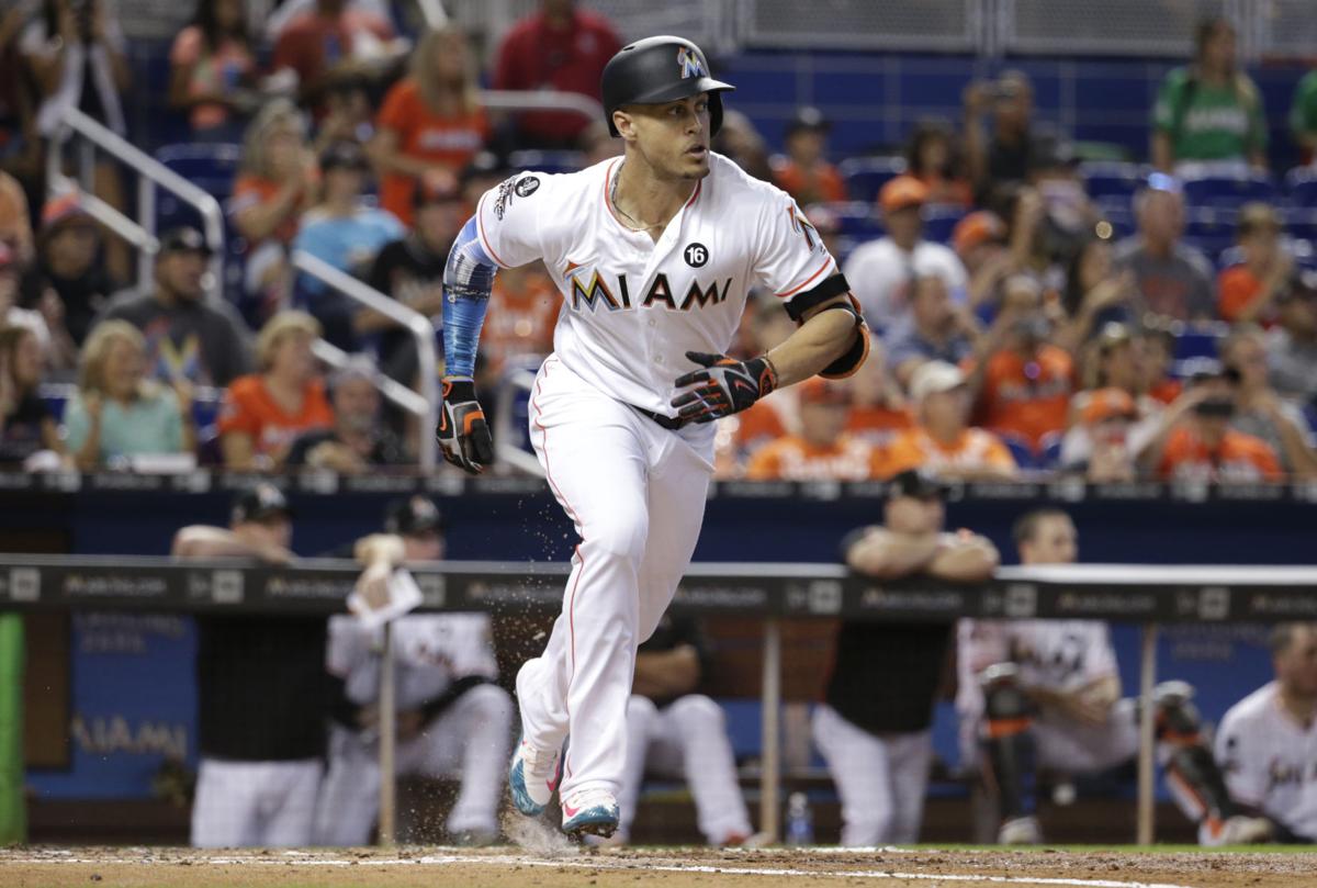 Marlins MVP contender Giancarlo Stanton hit by pitch