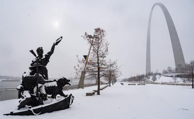 Winter weather at Gateway Arch National Park