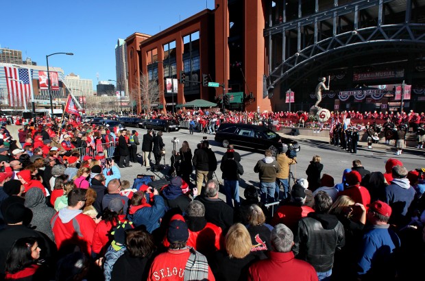 The Clydesdale that stood guard at Stan Musial's statue during the