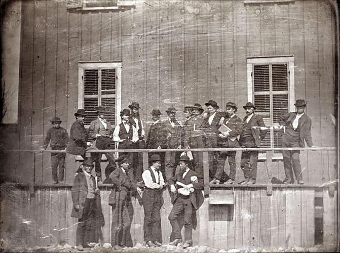 Outside a slave pen, 1852