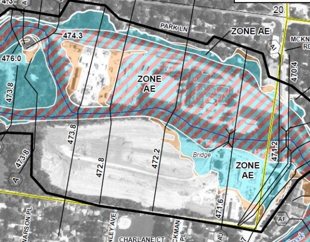 Deer Creek floodplain and floodway in Ladue