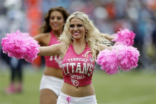 NFL cheerleaders think pink