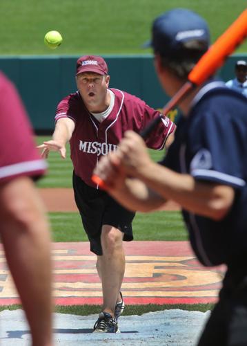 Illinois, Missouri legislatures playing softball game at Busch Stadium