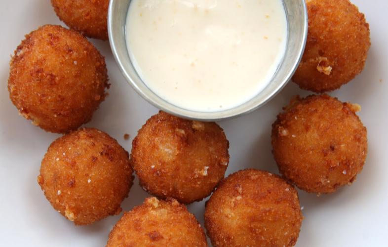 Special Request Spreadable salami flavors risotto balls at Pastaria