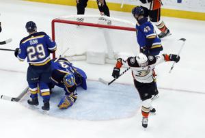 Blues' offensive struggles continue in 3-1 loss to Ducks
