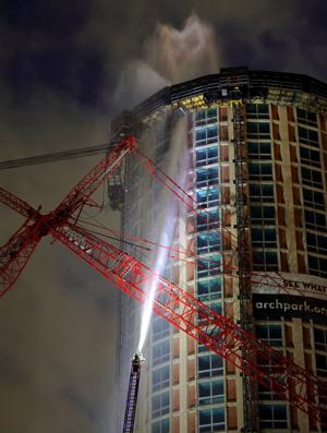 Small fire at top of Millennium Hotel in downtown St. Louis