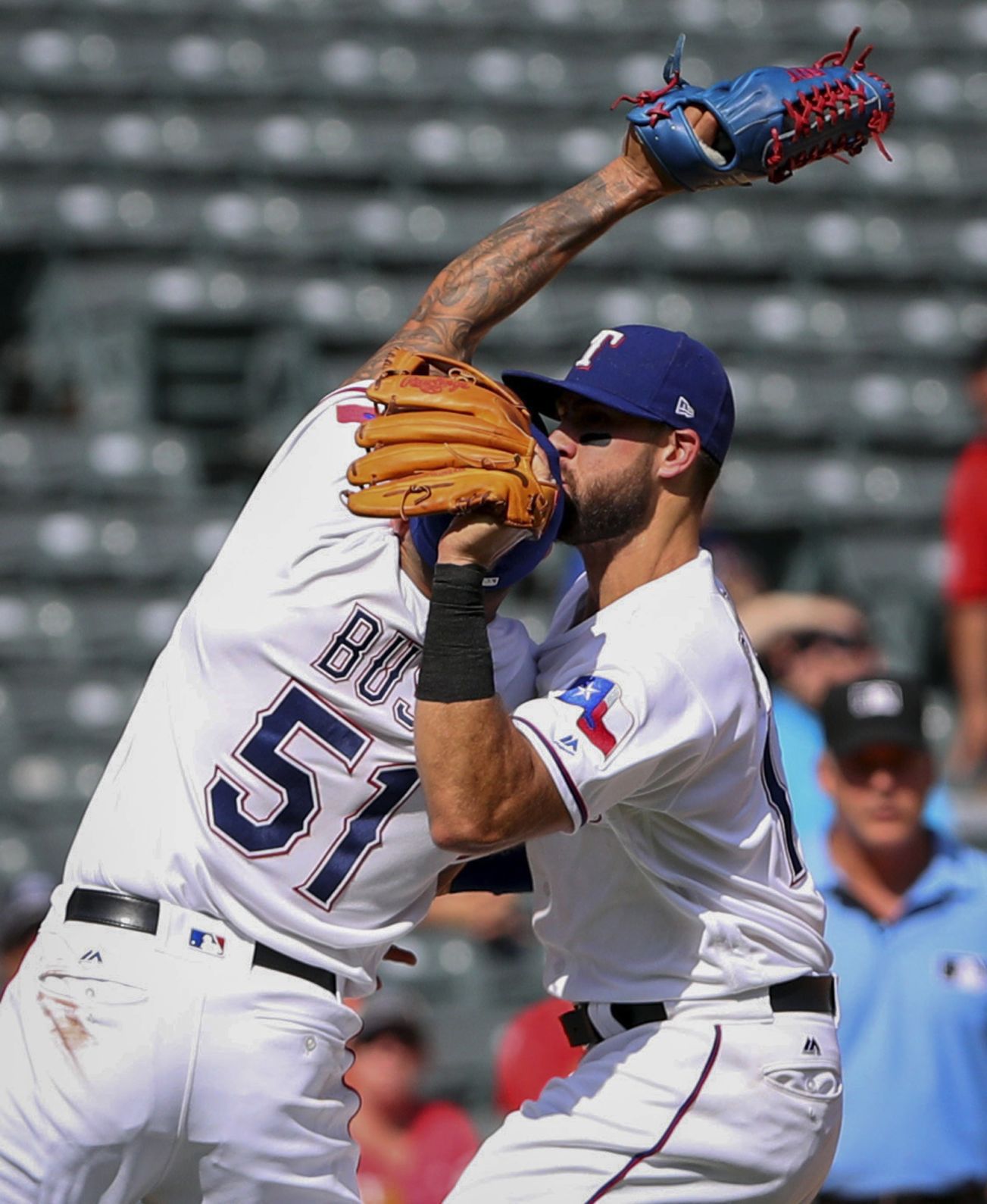 Joey Gallo (head) out for the Rangers on Monday Joey Gallo (head) out for the Rangers on Monday