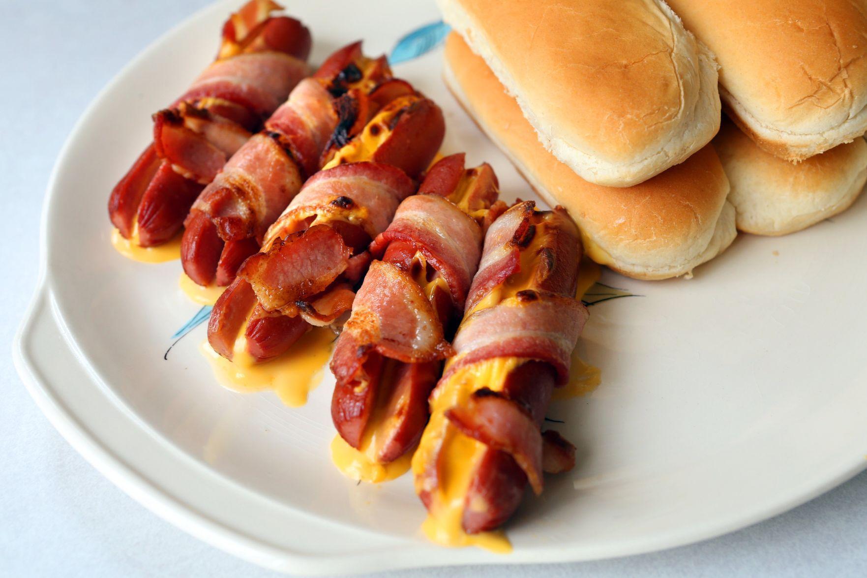 BaconWrapped, VelveetaStuffed Hot Dogs