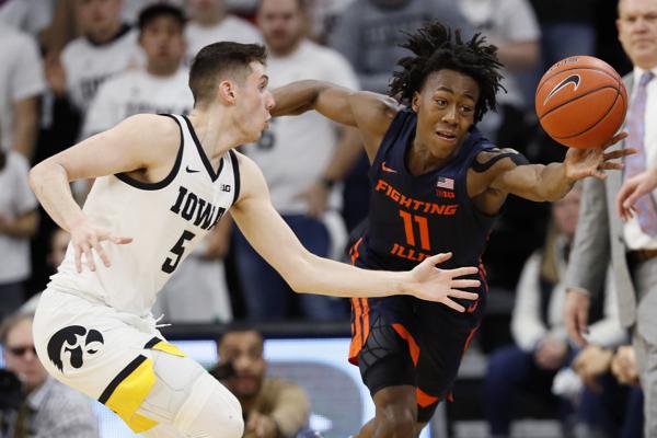 Illinois' sophomore guard, Ayo Dosunmu played well in his team's win over Iowa. (Photo: Charlie Neibergall/The St. Louis Post Dispatch)