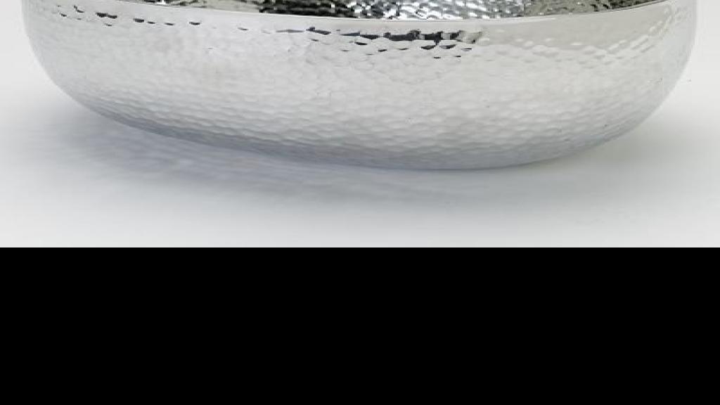 Hammered Metal Oval Serving Bowl Multimedia