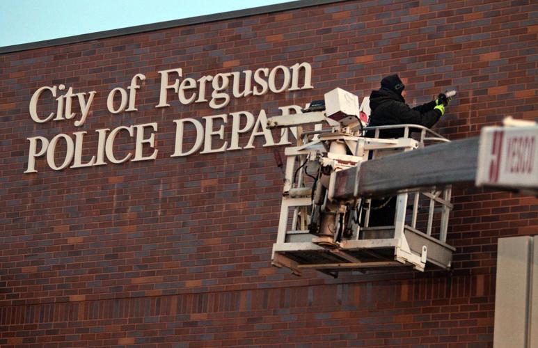 Signs go up at new Ferguson police station