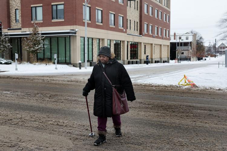 Residents navigate slushy streets