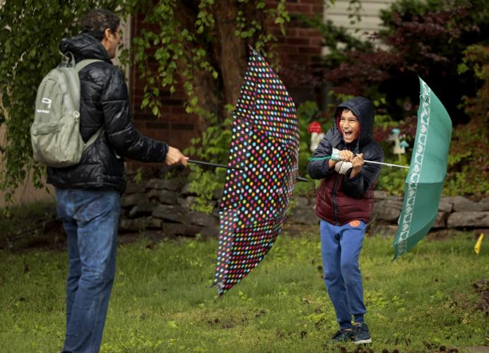 Umbrella fight with dad