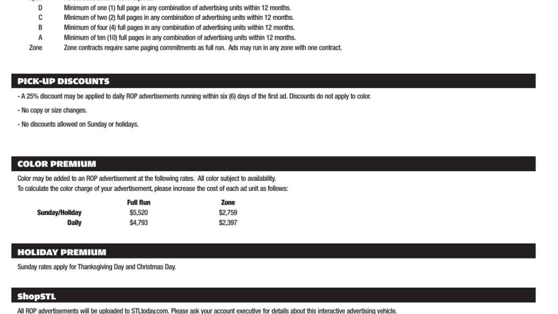 St. Louis Post-Dispatch National Rates | | 0