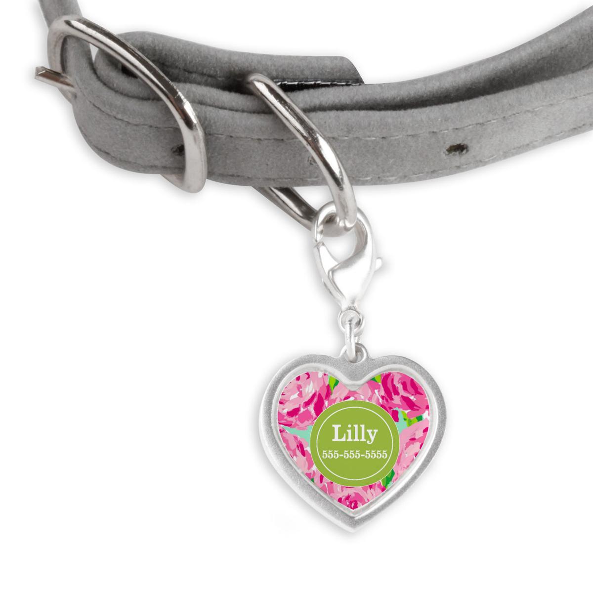 Pink roses pet tag