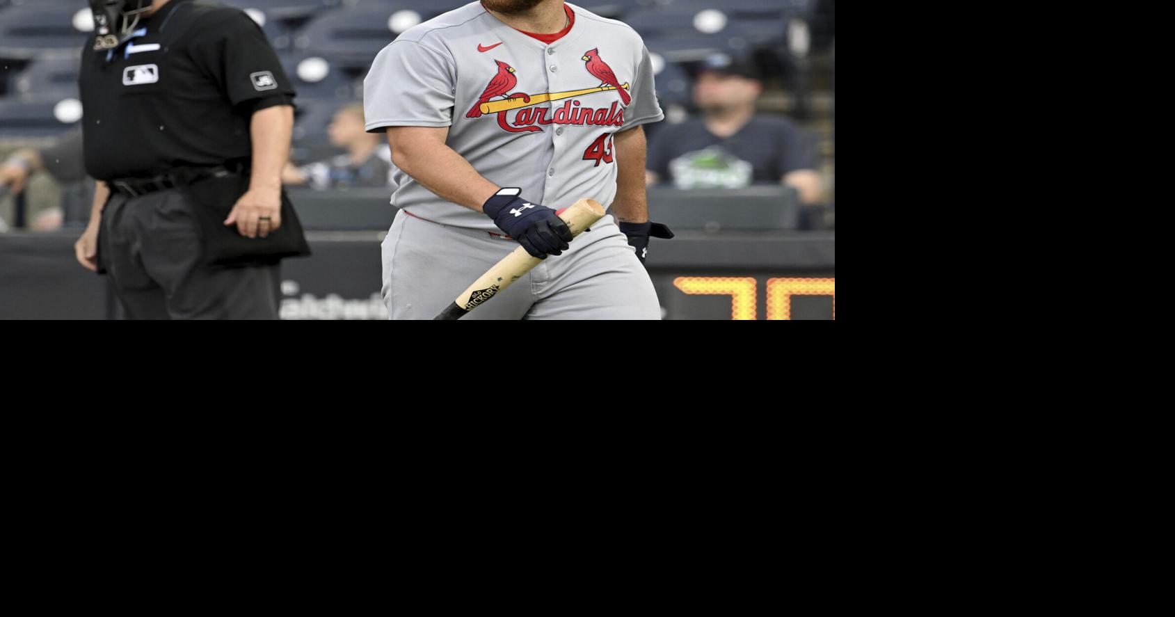 Cardinals author dull finish in loss after long rain delay