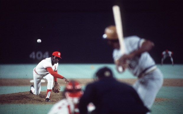 In honor of Bob Gibson, a classic photo of him and Bob Uecker