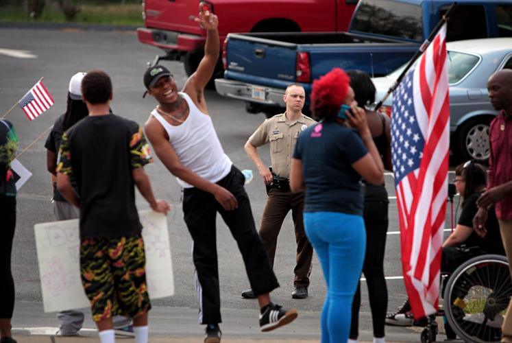 Protesters outside St. Louis County Police Station