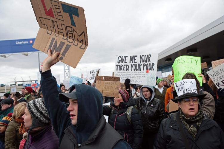 Protest at Lambert-St. Louis International Airport over refugee ban