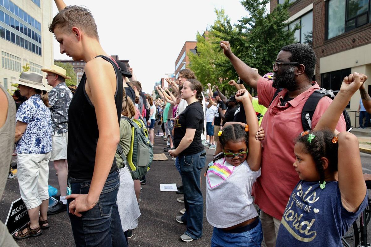 Protesters on Sunday, Sept. 17, 2017