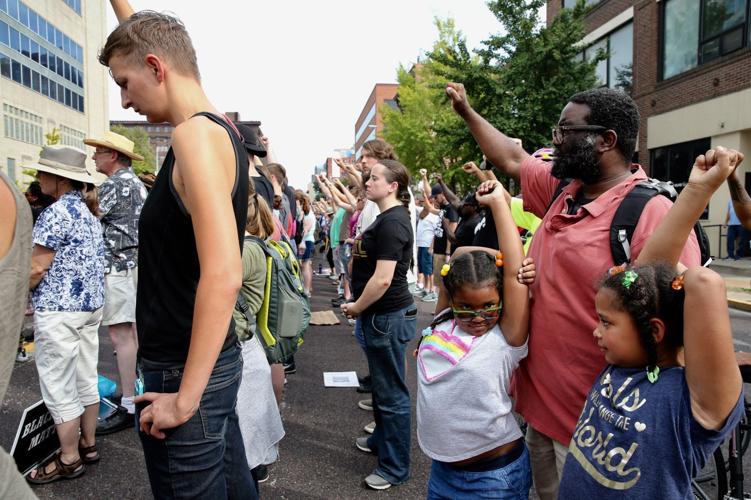 Protesters on Sunday, Sept. 17, 2017