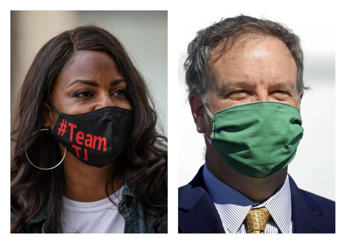 Jones and Page wearing masks.