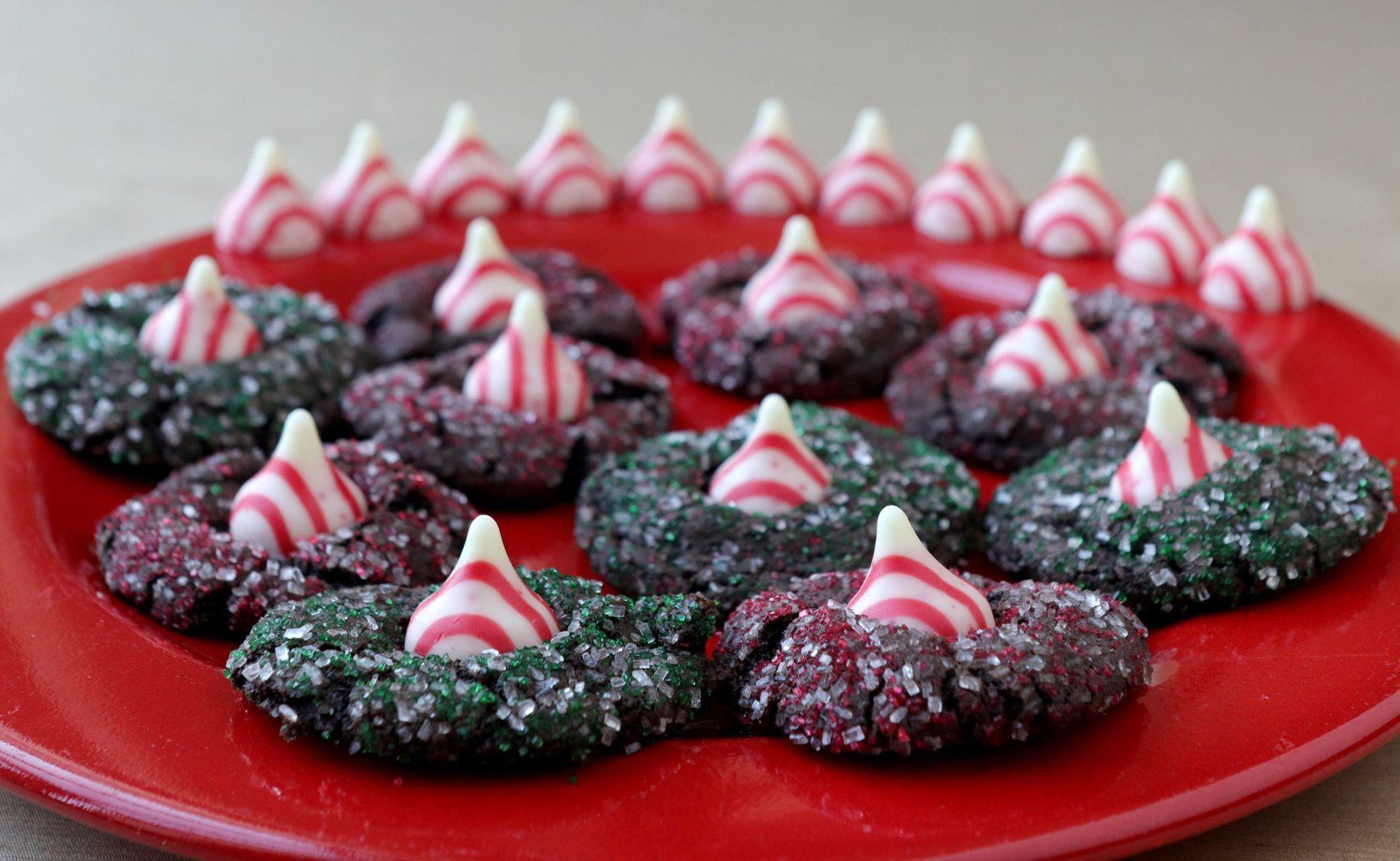 Chocolate Candy Cane Kiss Cookies