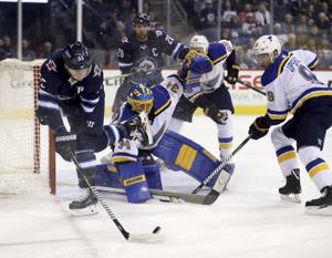 Blues shut out for second in four games, fall to Winnipeg 4-0