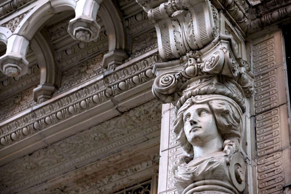 Railway Exchange building covered in steel plates