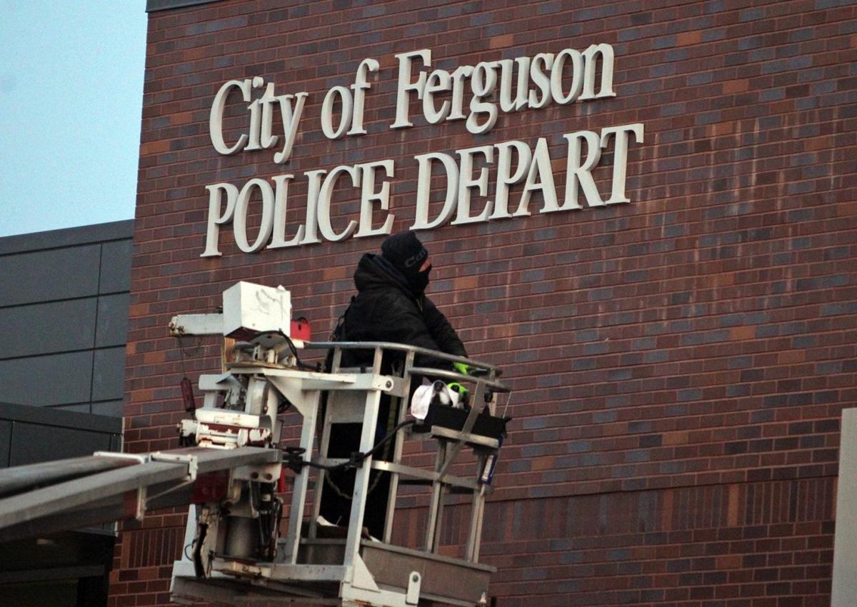 Signs go up at new Ferguson police station
