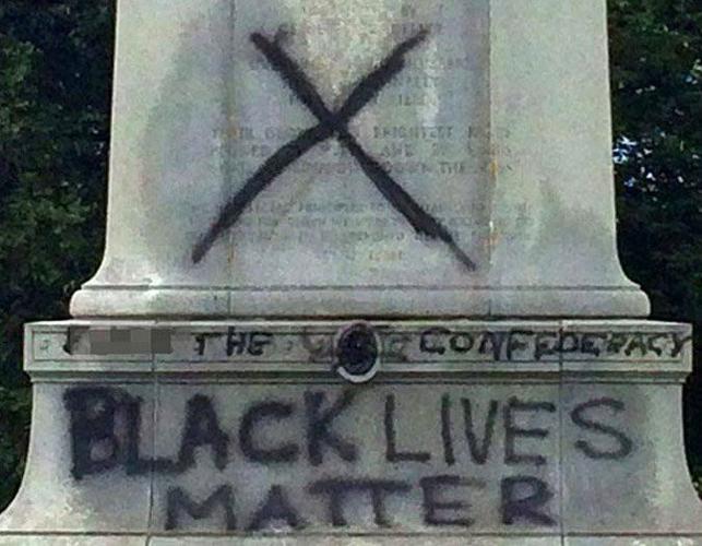 Confederate Memorial in Forest Park spray painted