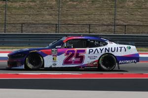 Feb 28, 2026; Austin, Texas, USA; O’Reilly NASCAR O’Reilly Auto Parts Series driver Nick Sanchez (25) during the NASCAR O’Reilly Auto Parts Series Focused Health 250 at Circuit of the Americas. Mandatory Credit: Michael C. Johnson-Imagn Images