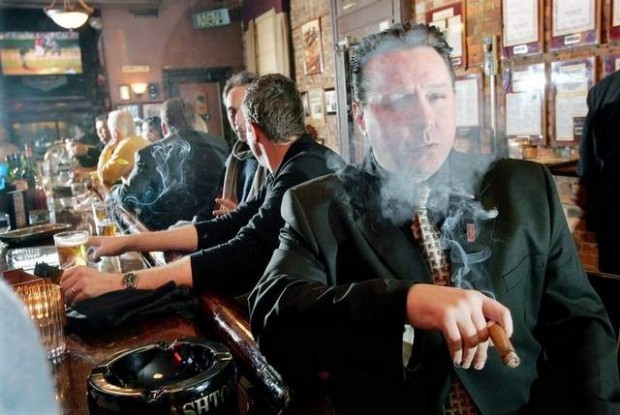 Smokers at a bar