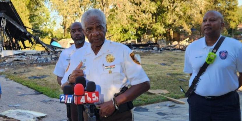 StL County Police Chief holds press conference at explosion site