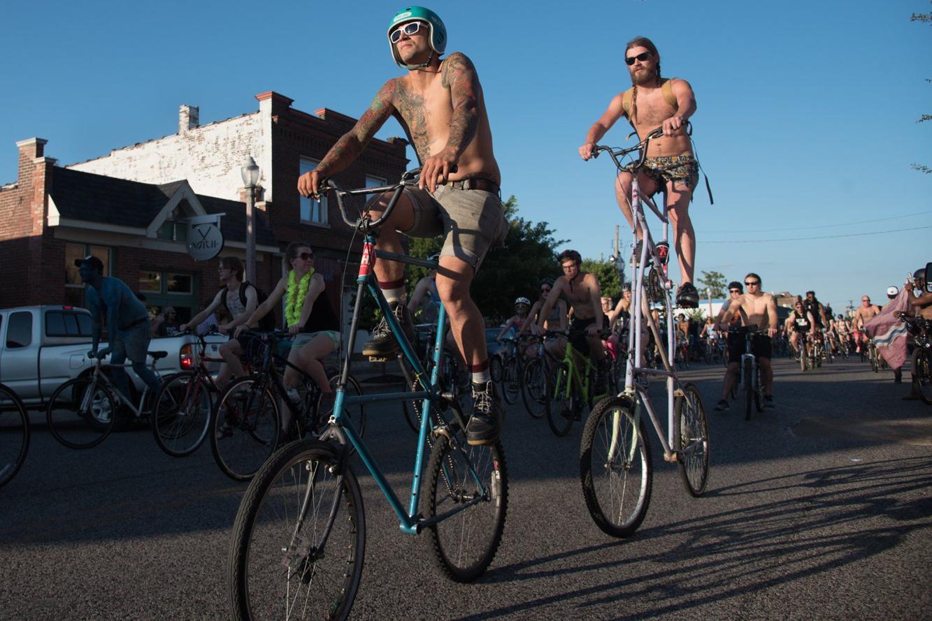 The World Naked Bike Ride rolls through St. Louis