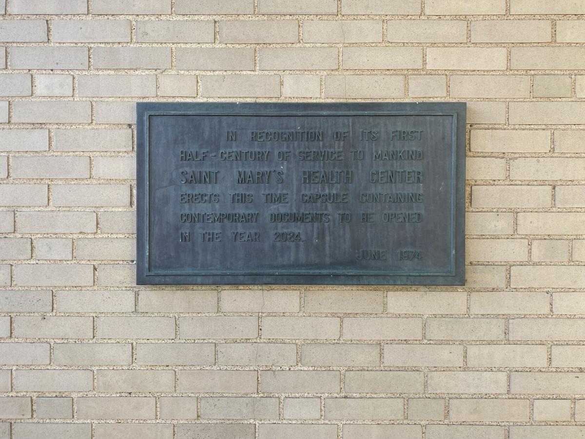 A plaque outside the emergency room at SSM Health St. Mary's Hospital in Richmond Heights