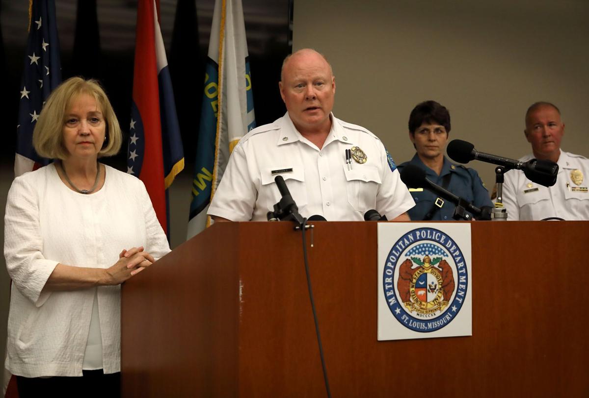 Press conference at St. Louis Police headquarters about protest