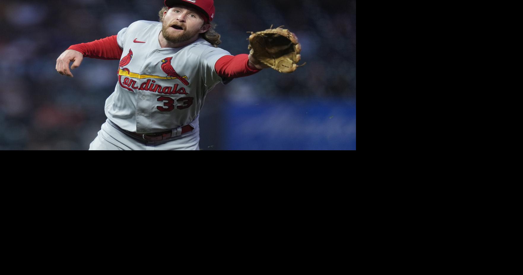 Oakland Athletics starting pitcher JP Sears drops a rosin bag after giving  up a two-run home run to St. Louis Cardinals' Paul Goldschmidt during the  fifth inning of a baseball game Monday