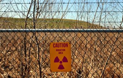 Radioactive sign at West Lake landfill in Bridgeton