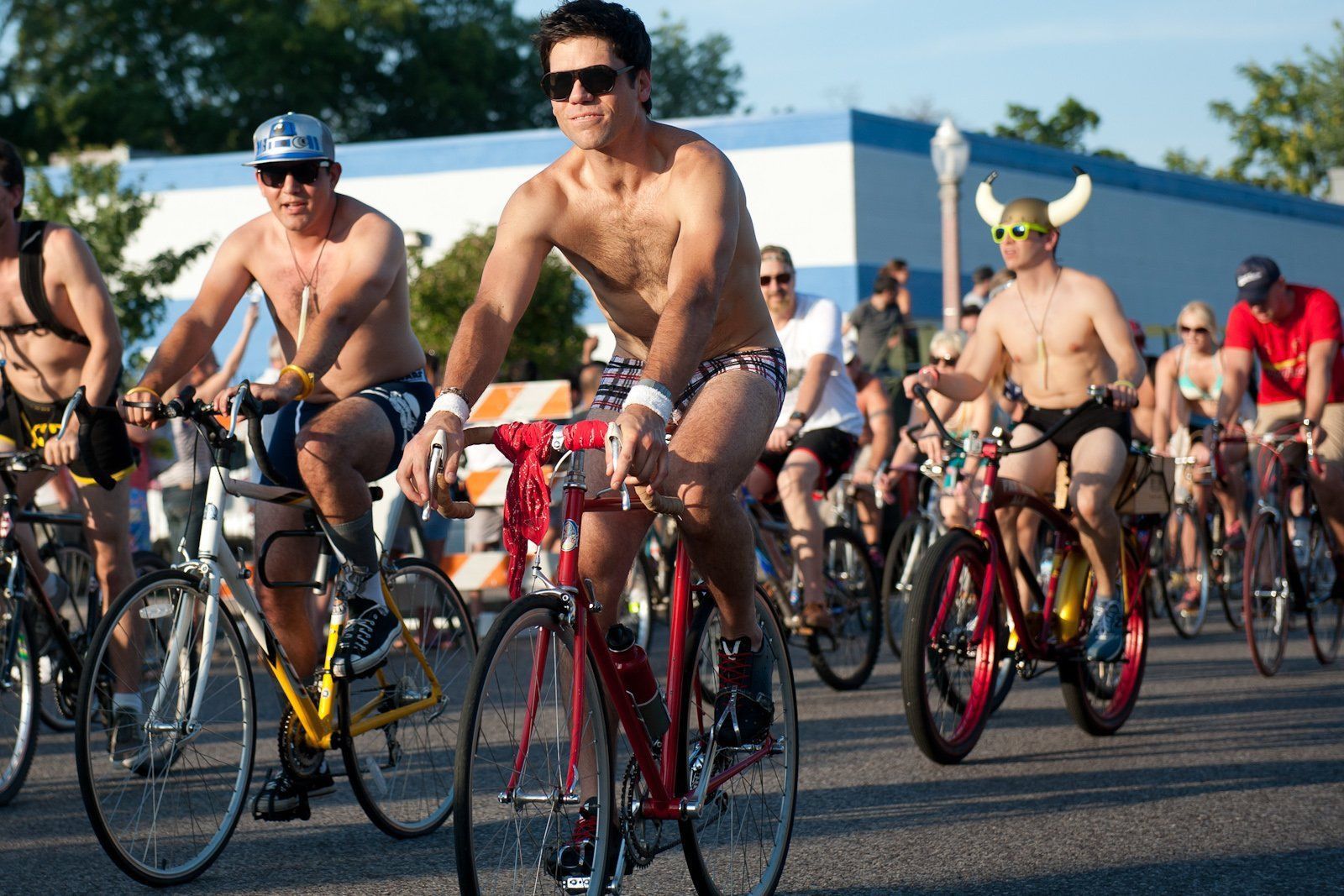 St. Louis for World Naked Bike Ride. naked bike racing. 